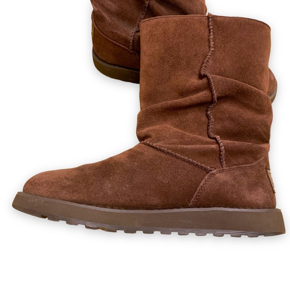 Sketchers Keepsake 2.0 Upland slip-on dark brown suede boot faux fur lining 7.5 - Picture 5 of 16